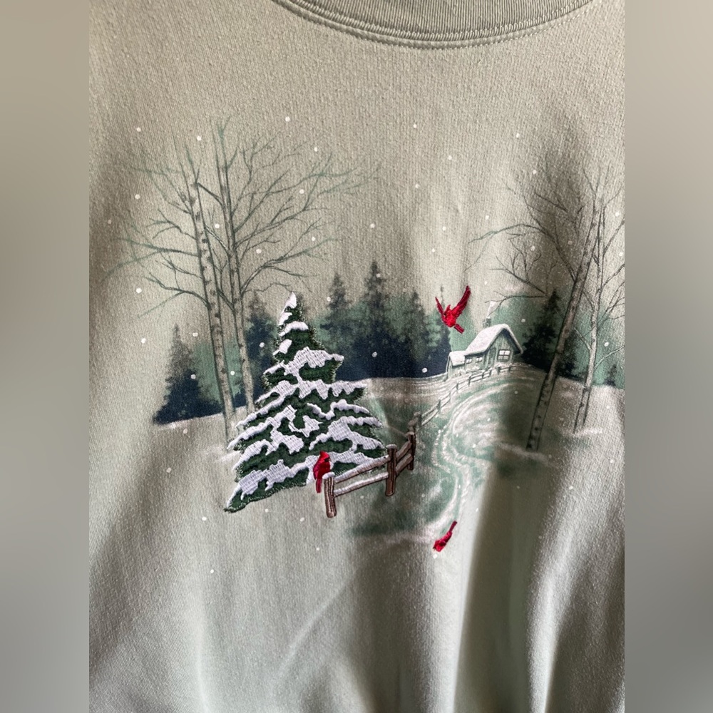 Vintage Womans Winter Cardinal Morning Star Pullover Sweater - XL